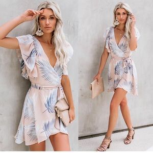Vici Escondido Ruffle Palm Print Mini Dress